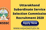 UKSSSC Recruitment 2020 Notification for 854 VDO, Assistant & Other Vacancies