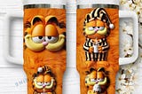 Quench Your Thirst with the Garfield Cartoon Character 40oz Tumbler with Handle
