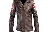 United Kingdom Cafe Racer Motorcycle UK Flag Distressed Jacket