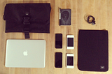 2 iphone 5's, 2 iphone 4s, a MacBook Air, Lunatik stylus/pen & Etymotic headphones in a Crumpler bag