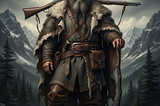 A typical mountain man with a beard and a gun across his shoulders