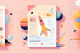 Three illustrated pages side by side to demonstrate GA4 reports