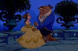 Belle and the Beast sitting on the balcony after the dance scene