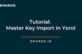 Tutorial: Master Key Import in Yoroi
