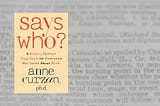 cover of Says Who over dictionary page
