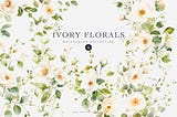 Watercolor Ivory Flowers Clipart Set Free