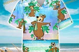 Yogi Bear and Eeyore Pooh Shirt, Disney Trip 2023 Hawaiian Shirt Style