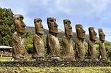 A row of stone heads