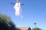 Guy wants to scare his entire neighborhood builds a creepy flying ghost to haunt neighbors