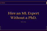 Header image that says Hire a Machine Learning Expert Without a PhD