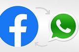 Image showing WhatsApp and Facebook communicating data with each other.