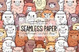 Cute Alpaca Seamless Pattern Free