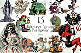 Halloween Vintage Pin Up Girl Clipart Free