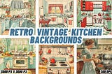 Retro Vintage Kitchen Backgrounds Graphic Backgrounds 1