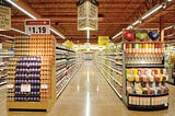 Aisles in a typical American supermarket