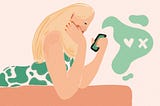 An illustration of a woman checking her phone