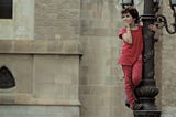 surprise, noticing, girl on a light pole, gathering, events