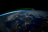 Earth at night from International Space Station. Image credit: NASA