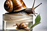 Snails moving on a snail mucin cream product