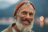 Happy older bearded man standing in nature park outdoors and laughing. Image Credit: insta_photos/Shutterstock.