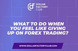 What To Do When You Feel Like Giving Up On Forex Trading?