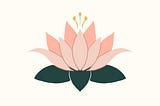 Illustration of a lotus in pink, green and yellow