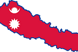 nepals map with impression of nepali flag on it