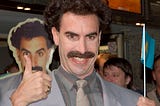 Sacha Cohen (Borat) with Kazakh flag