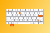 The featured image for this article that I created in Sketch. It shows a Mac keyboard against an orange background.