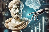 Generated with ChatGPT: “an image of a bust of Aristotle surrounded by symbols of technology, AI, and business”