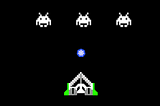 Spaceship shooting aliens.