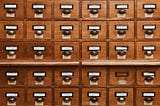 Library card catalog cabinet photo