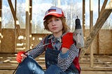 Young woman holding a drill