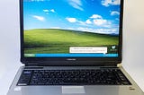 A Toshiba laptop running Windows XP