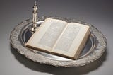 a book on a silver plate