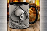 BEAUTIFUL Skull hearts ace of spades mug