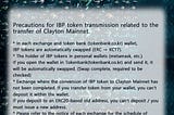 Precautions for IBP token transmission related to the transfer of Clayton Mainnet.