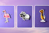 Three oracle pick a card piles: pile 1 — flamingo, pile 2 — sheep, and pile 3 — giraffe