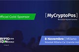 MyCryptoPos é sponsor di CryptoCoinference, vieni a trovarci nella nostra area espositiva.