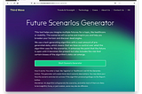 Screenshot of Website with Futures Scenario Generator