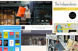 A collage of images from bookshop competitor websites.