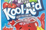 A Koolaid packet adapted that says “Americans for the Arts Koolaid” which has Equity Artificial Sweetener, Gatekeeping Punch, and a Good Source of Racism.