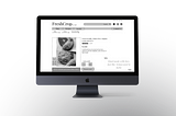 Image of product page designer on black iMac with white background and grey shadow