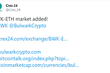 Bulwark (BWK) Cryptocurrency News