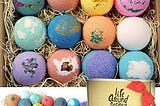 LifeAround2Angels Bath Bombs Gift Set 12 USA made Fizzies, Shea & Coco Butter Dry Skin Moisturize…