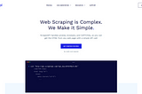 A screenshot of the Scraper API web site home page.