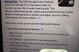 A screen shot explaining how Apple AirPods can be used as hearing aids.