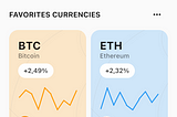 Home screen with user’s balance and their top crypto currencies.