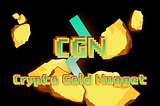 Header Picture to advertise the Crypto Gold Nugget (CGN), You see some nuggets, the Spitzbarth Juwelier Logo and the letters in cool 80s style