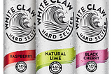 Cans of White Claw hard seltzer.